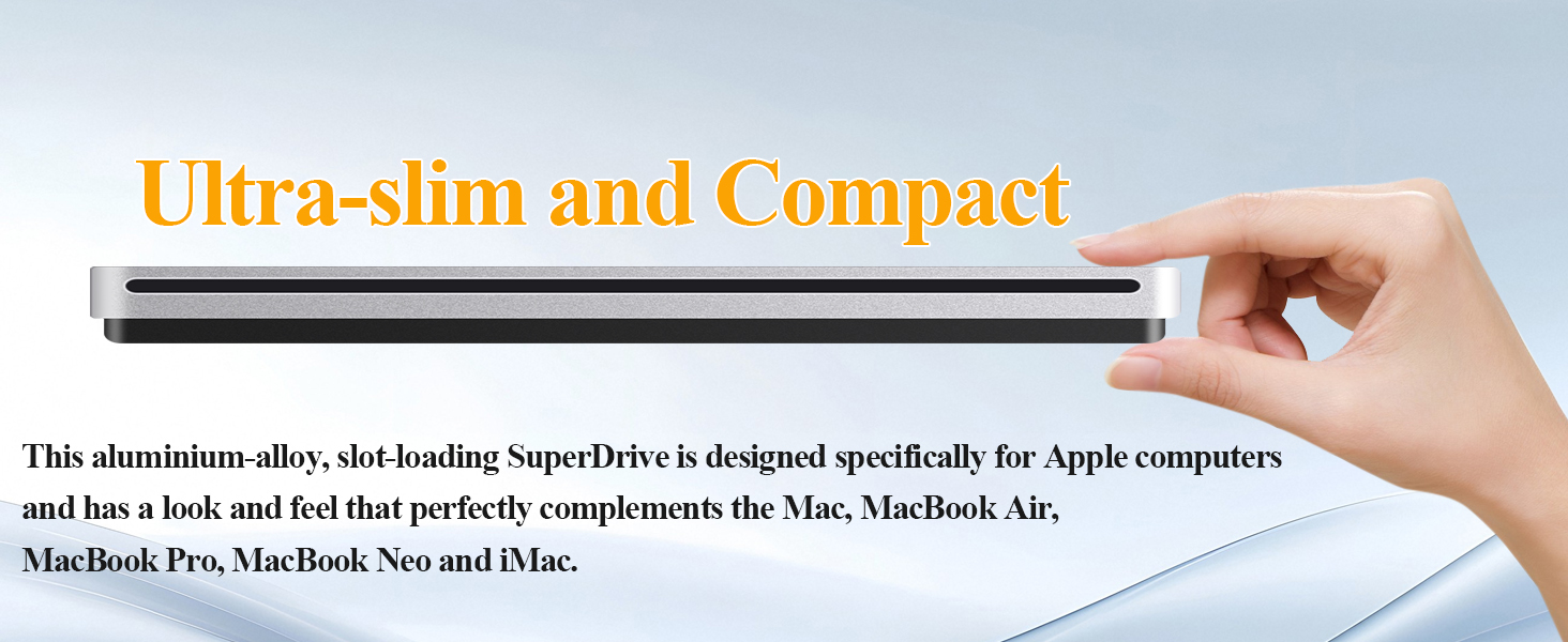 SuperDrive SuperDrive Ultra Slim en aluminium pour Mac, MacBook Air/Pro/Neo, iMac