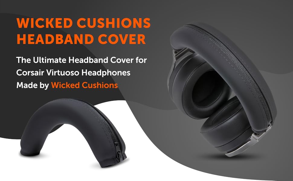 WC BandZ Virtuoso V2 - Housse de bandeau en silicone pour casque Corsair Virtuoso par Wicked Cushions