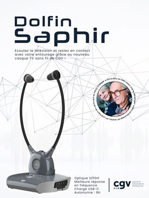 DOLFIN Saphir : casque audio stéthoscopique Premium TV/HiFi sans fil