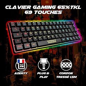 Membrane Semi mécanique 65% TKL AZERTY 69 touches