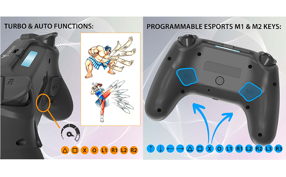 Boutons arrières programmables et fonction turbo
