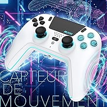 Freaks and Geeks-Manette Bluetooth pour PS5 LED - Blanche
