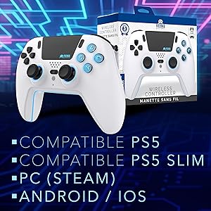 Freaks and Geeks-Manette Bluetooth pour PS5 LED - Blanche