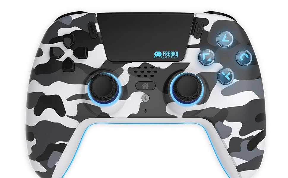 Freaks and Geeks-Manette Bluetooth pour PS5 LED - White Camo