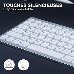 Design fin et épuré, frappe silencieuse et agréable