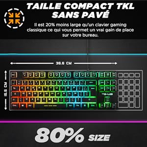 TAILLE COMPACTE TKL SANS PAVÉ NUMÉRIQUE