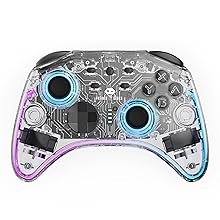 Freaks and Geeks-Manette sans fil polychroma transparente à LED pour Switch,Switch 2 et PC