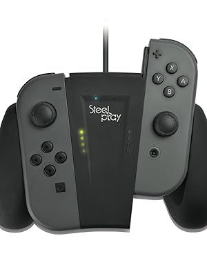 Steelplay - Chargeur Joycon Switch, Chargeur de Contrôleur avec Batterie, Grip chargeur pour Joycon de la console Nintendo Switch - Noir