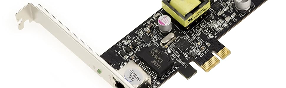 Carte contrôleur réseau RJ45 avec alimentation PoE+ sur port PCIe
