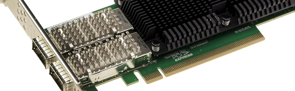 Carte contrôleur réseau fibre 100G QSFP28 sur port PCIe