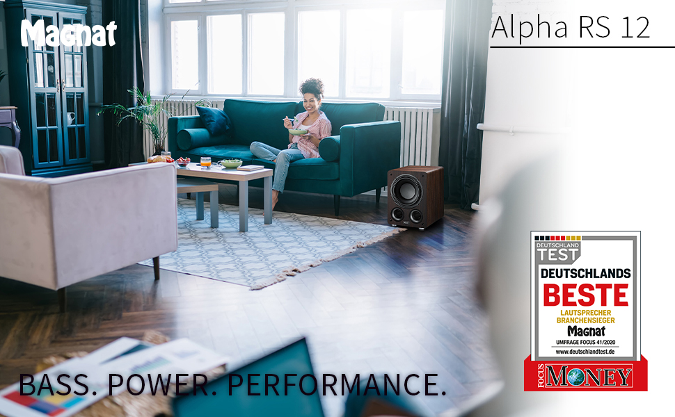 Magnat Alpha RS 12 Caisson de basses actif avec membrane de 300 mm et jusqu'à 240 W de puissance.