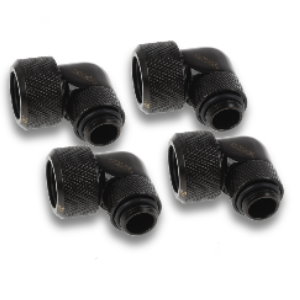 Alphacool 17609 Lot de 4 douilles à visser HardTube 16 mm Rotation à 90° G1/4 pour tuyaux acrylique/laiton