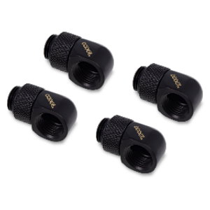 Alphacool 17615 Lot de 4 connecteurs en L rotatifs G1/4 AG vers G1/4 IG – Lot de 4 raccords noirs profonds