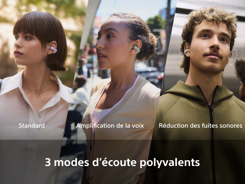 Trois modes d'écoute polyvalents, par tapotement