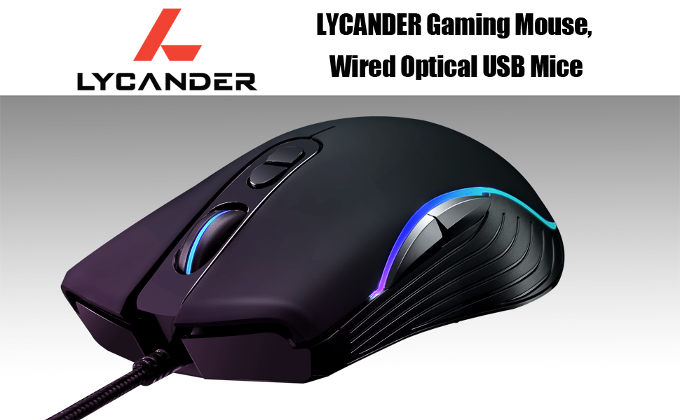 LYCANDER Souris de jeux vidéos, optique, à fil USB LMC380
