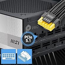 Compatible avec les GPU PCIe 5.1 (connecteur natif à 16 broches)