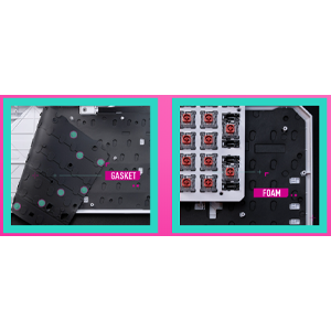 Conception de montage avec joint en silicone et amortissement du son