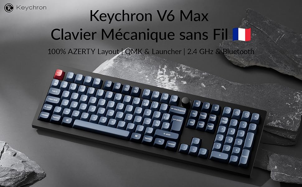 Keychron V6 Max – Clavier mécanique sans fil avec disposition ISO-FR​