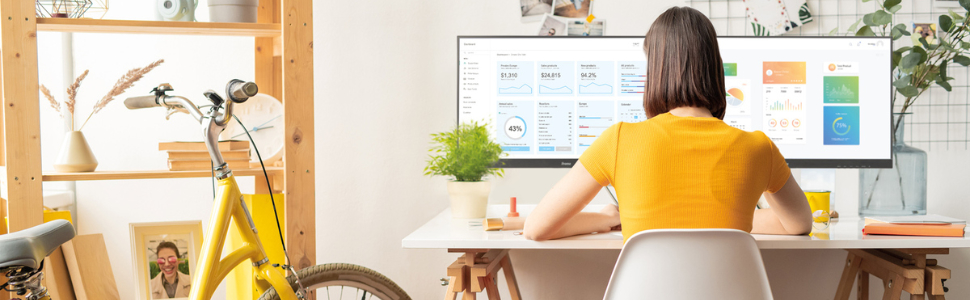 Bras de bureau double écran ergonomique et peu encombrant