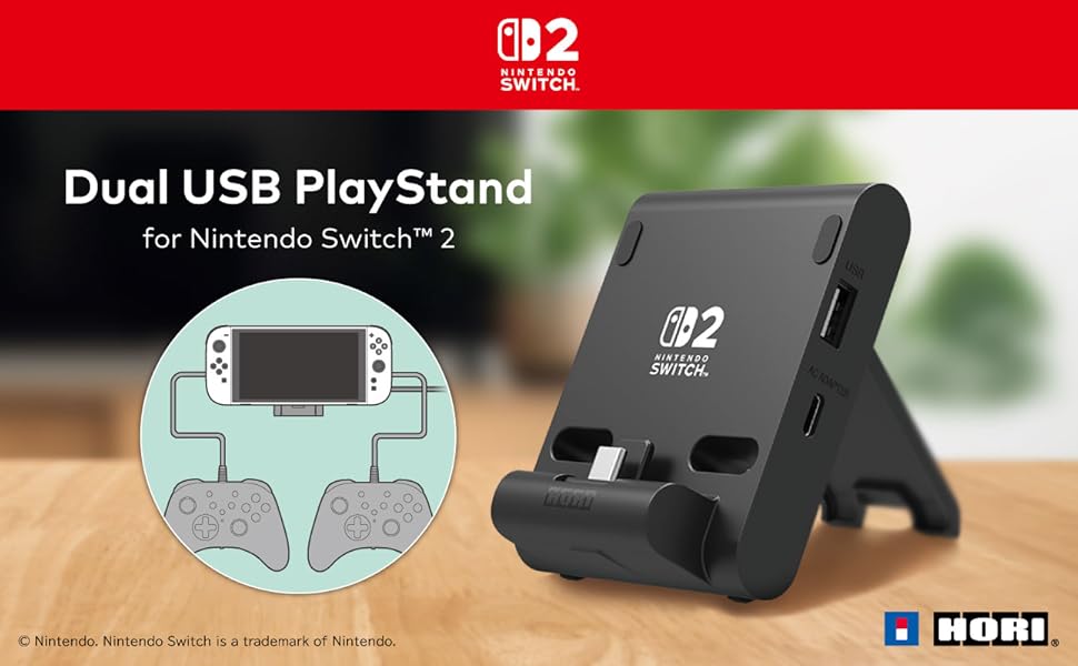 Amis et famille peuvent jouer ensemble avec le support de jeu double USB HORI pour Nintendo Switch 2.