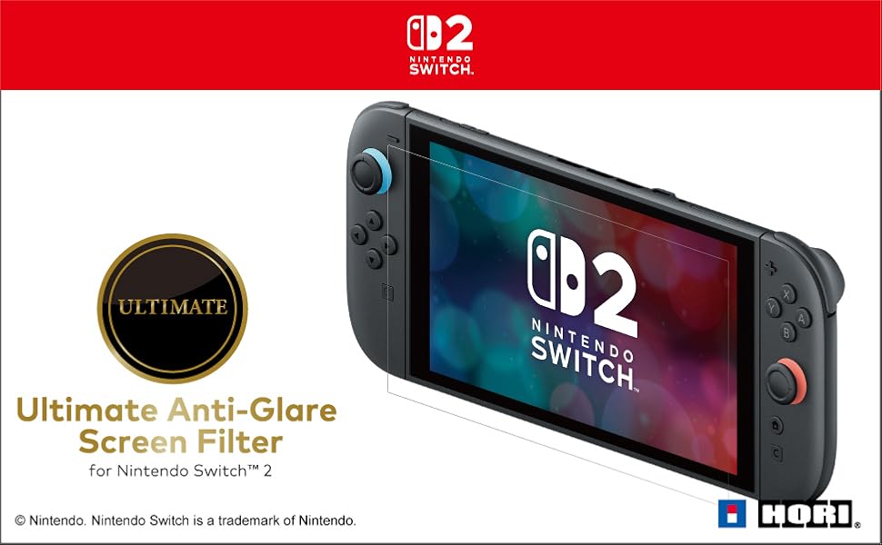 Profitez des couleurs éclatantes de votre console tout en protégeant votre écran de jeu avec le filtre anti-reflets HORI pour Nintendo Switch 2