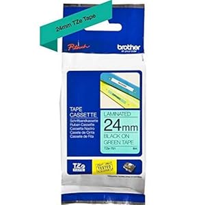 Cassette ruban d'étiquetage Brother TZe-751 - Noir sur vert 24 mm de largeur