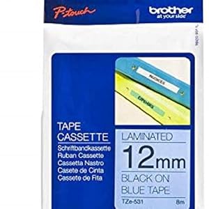 Brother TZe-531 | Ruban original Laminé | 12 mm | Noir sur fond Bleu | 8M