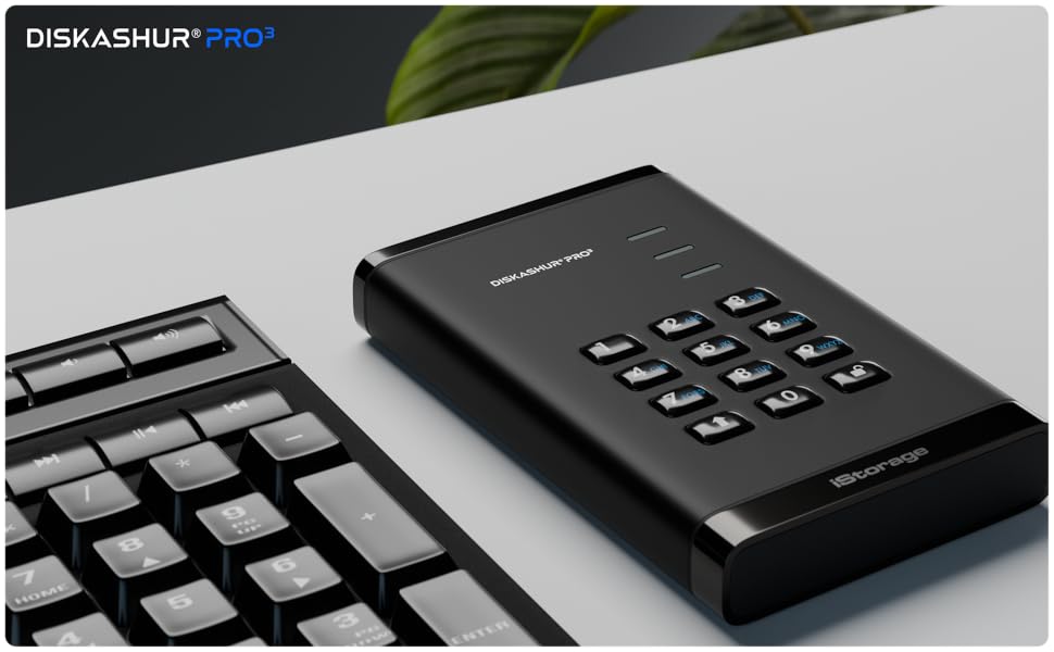 iStorage diskAshur PRO3 | SSD sécurisé | Certifié FIPS 3 | Protection par mot de passe | Résistant à l'eau et à la poussière | Chiffrement matériel