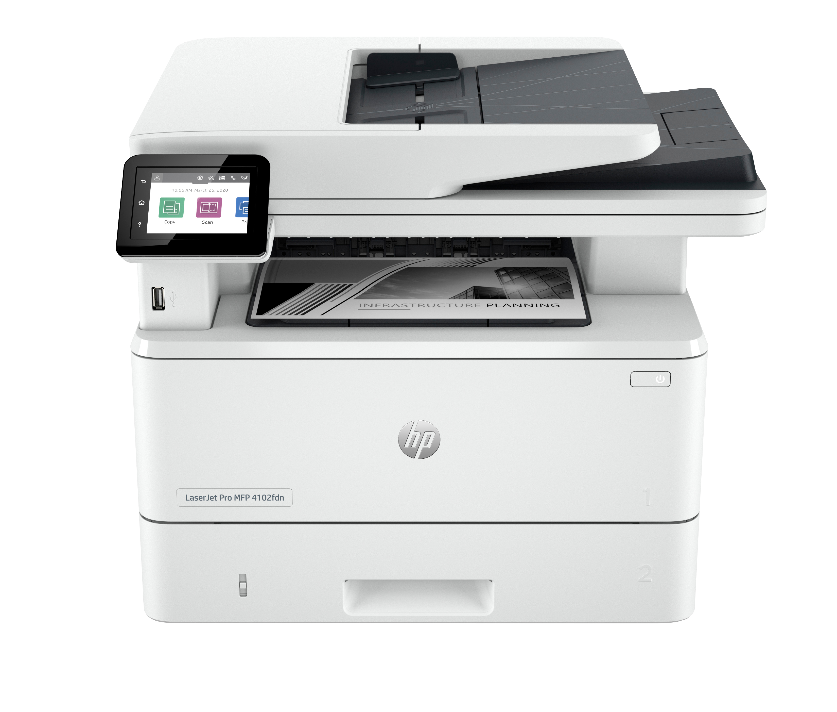 LaserJet Pro 4102fdn Multifunction Noir et blanc Imprimante, Ethernet uniquement; Copieur, Scanner