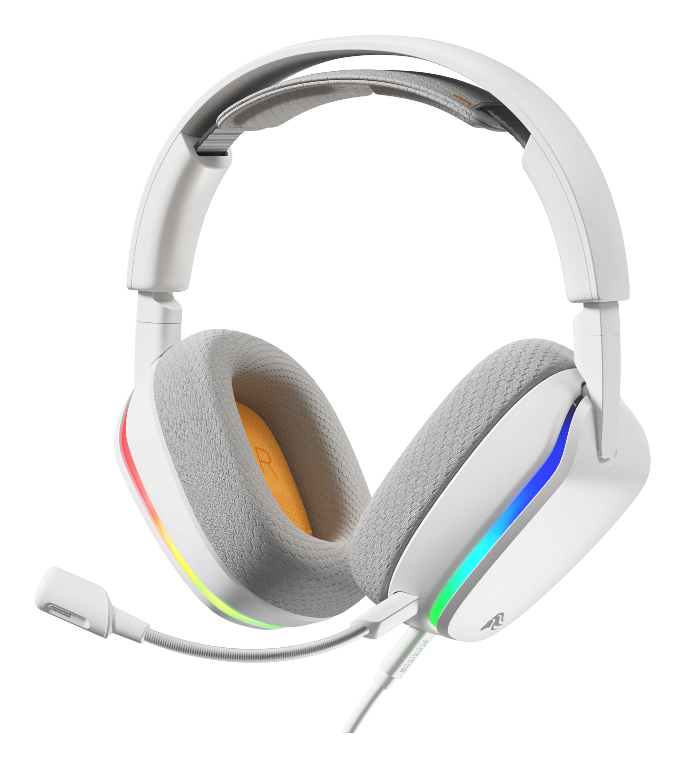 Glorious GHS Eternal RGB - Casque gaming stéréo RGB pour PC, PS5, PS4, Switch. Transducteurs inclinés sur mesures, micro détachable USB-C haute-clarté ajustable. Résistant, confort longue durée. Blanc