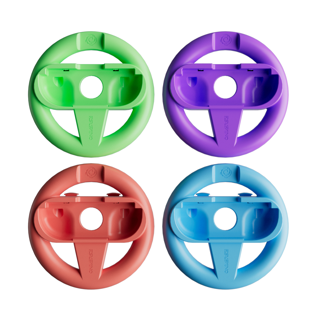 Pack de 4 supports manette volants de course - Orange/Bleu/Vert/Violet (Switch 2)