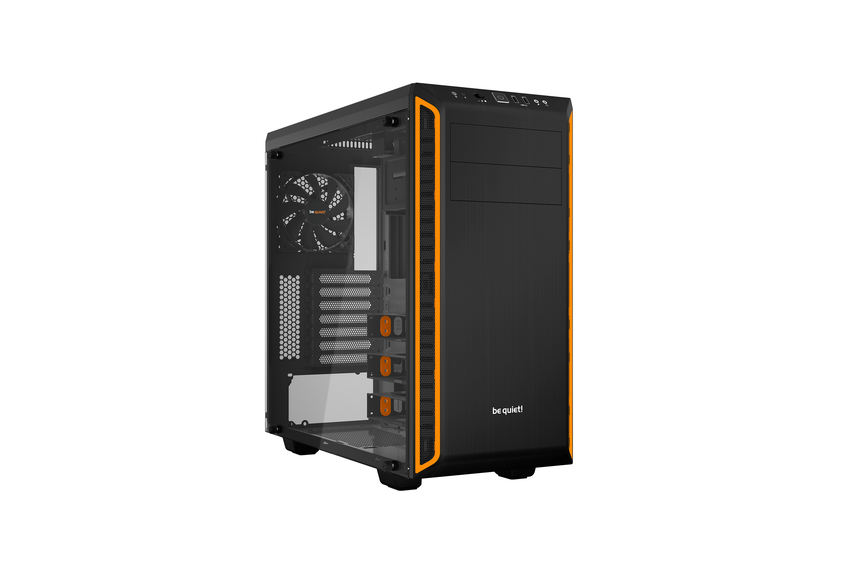 Pure Base 600 Orange | Boîtier PC vitré, Mini ITX / Micro ATX / ATX,1 ventilateur Pure Wings 2 120 mm, 1 ventilateur Pure Wings 2 140 mm