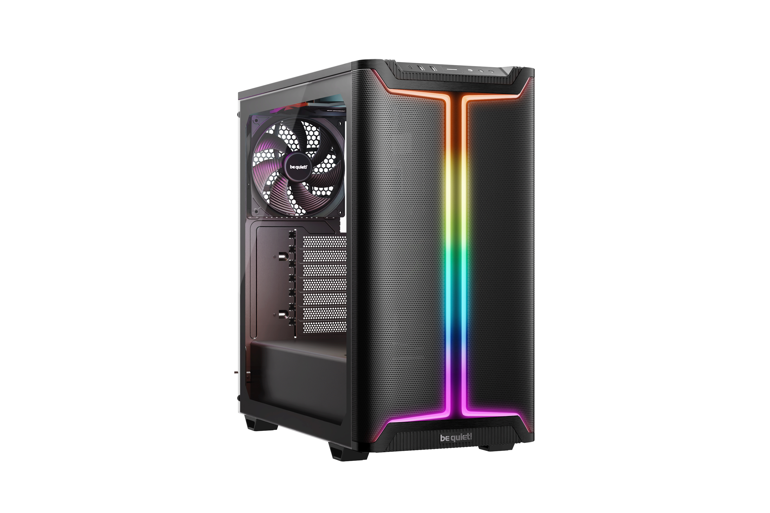 Pure Base 501 Noir | Boîtier PC vitré, Mini ATX / Micro ATX / ATX, 3 ventilateurs Pure Wings 3 140 mm PWM, bande ARGB