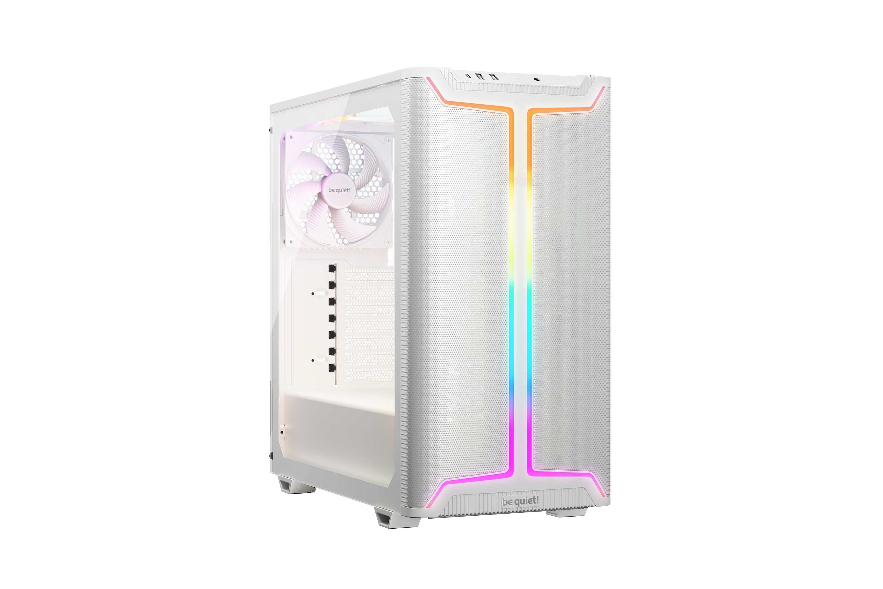 Pure Base 501 Blanc | Boîtier PC vitré, Mini ATX / Micro ATX / ATX, 3 ventilateurs Pure Wings 3 140 mm PWM, bande ARGB