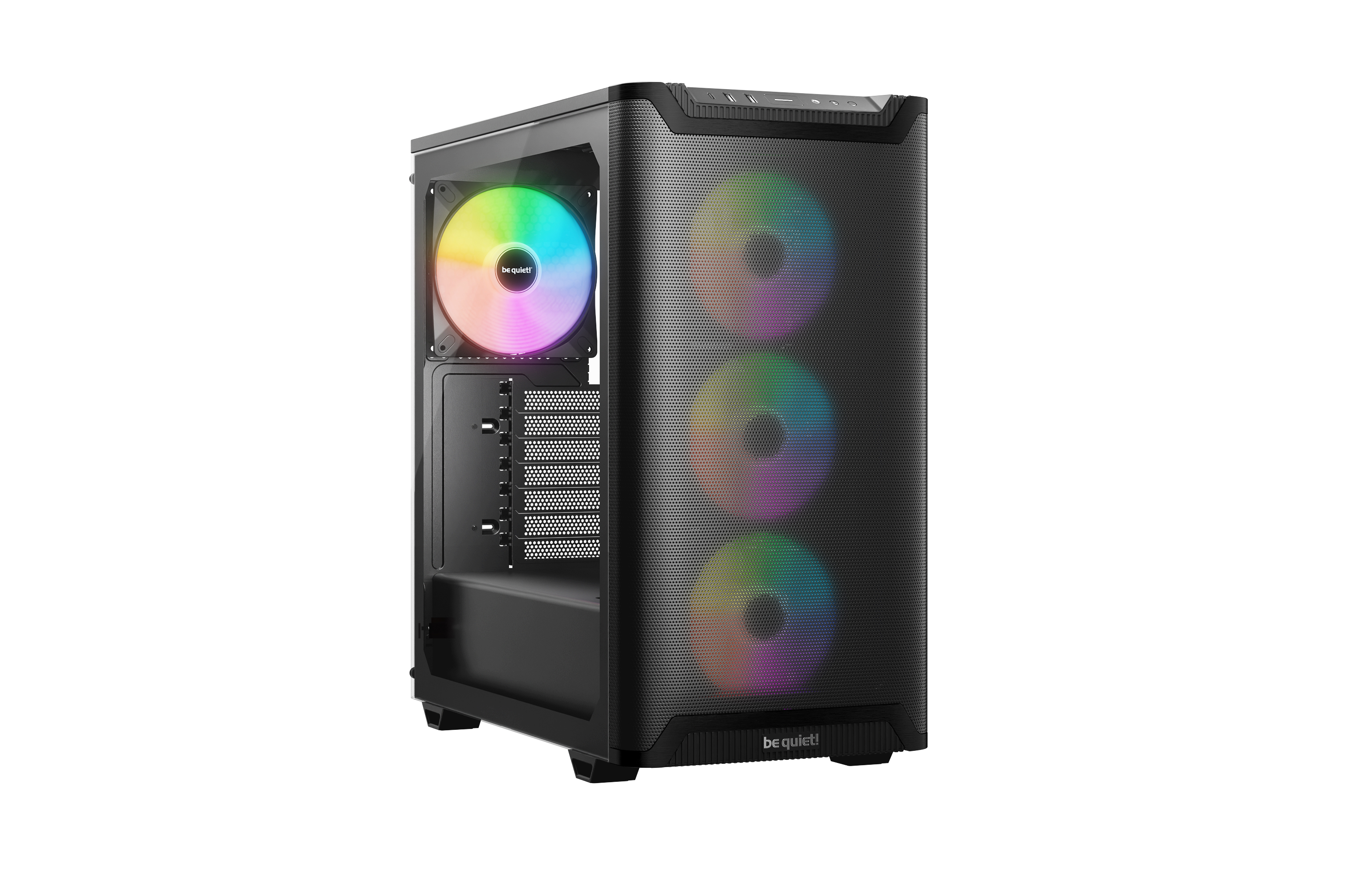 Pure Base 501 Noir | Boîtier PC vitré, Mini ATX / Micro ATX / ATX, 4 ventilateurs Light Wings LX PWM, ARGB