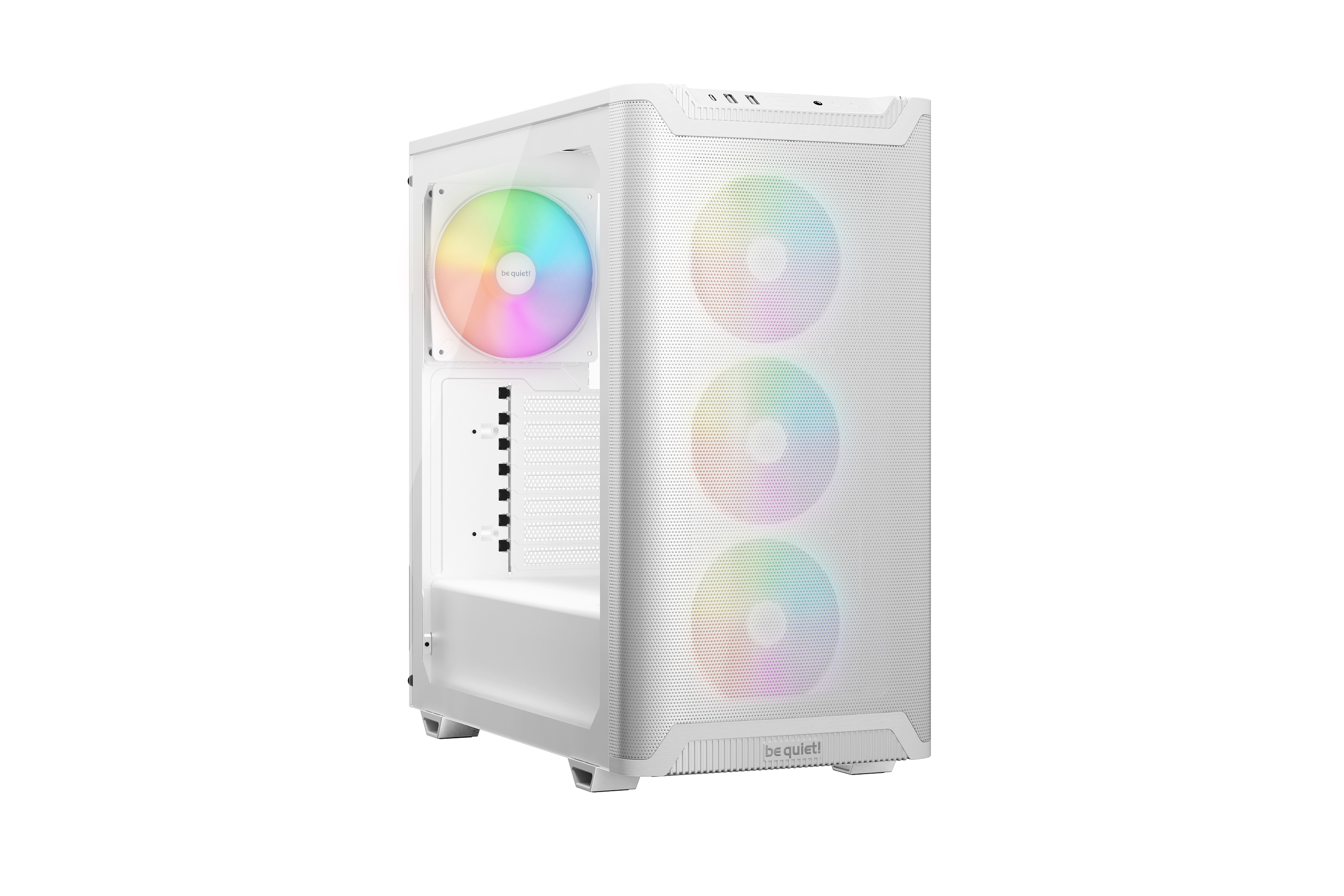 Pure Base 501 Blanc | Boîtier PC vitré, Mini ATX / Micro ATX / ATX, 4 ventilateurs Light Wings LX PWM, ARGB