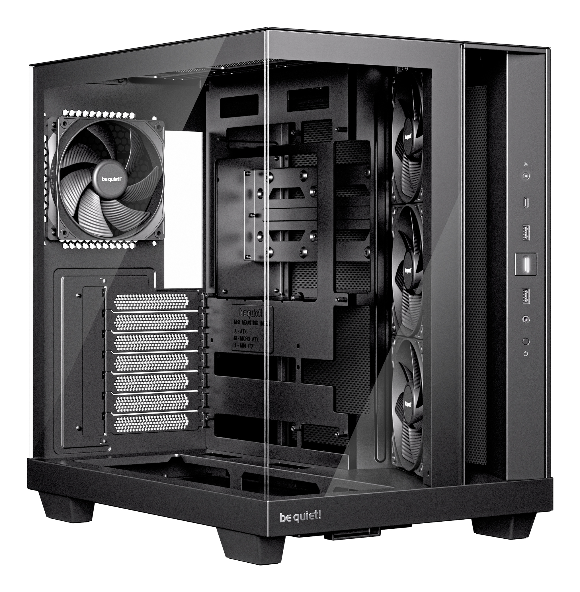Light Base 500 Noir | Boîtier PC vitré, Mini ITX / Micro ATX / ATX, 4 ventilateurs Pure Wings 3 120 mm