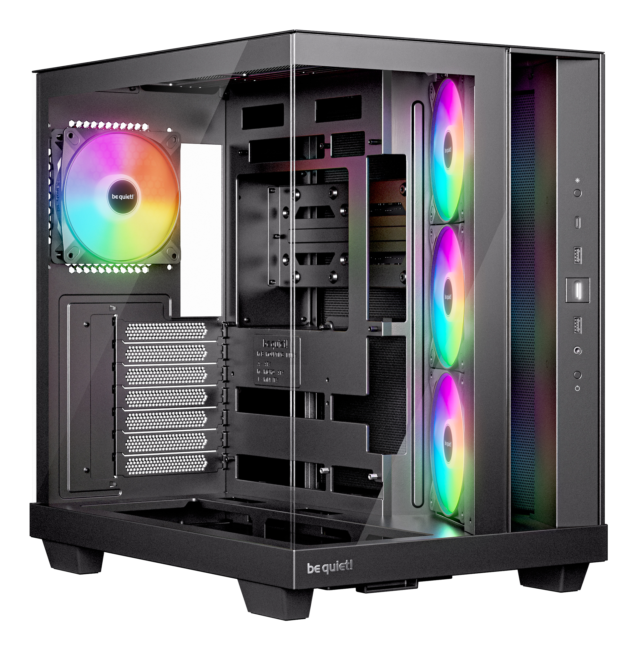 Light Base 500 Noir | Boîtier PC ARGB vitré, Mini ITX / Micro ATX / ATX, 4 ventilateurs Light Wings LX 120 mm