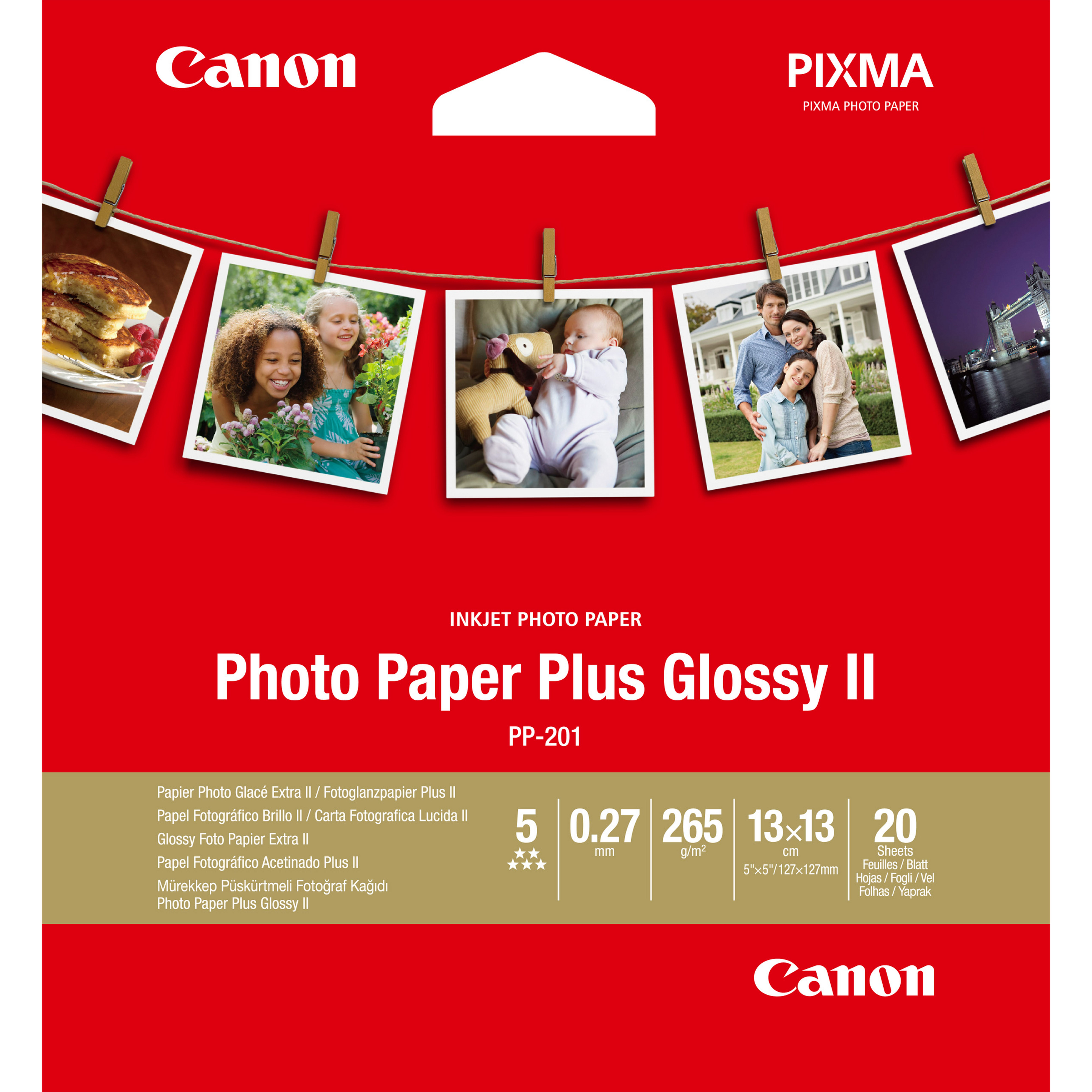 Papier Photo Glacé Extra II PP-201 5 × 5 po (13 × 13 cm) - 20 feuilles