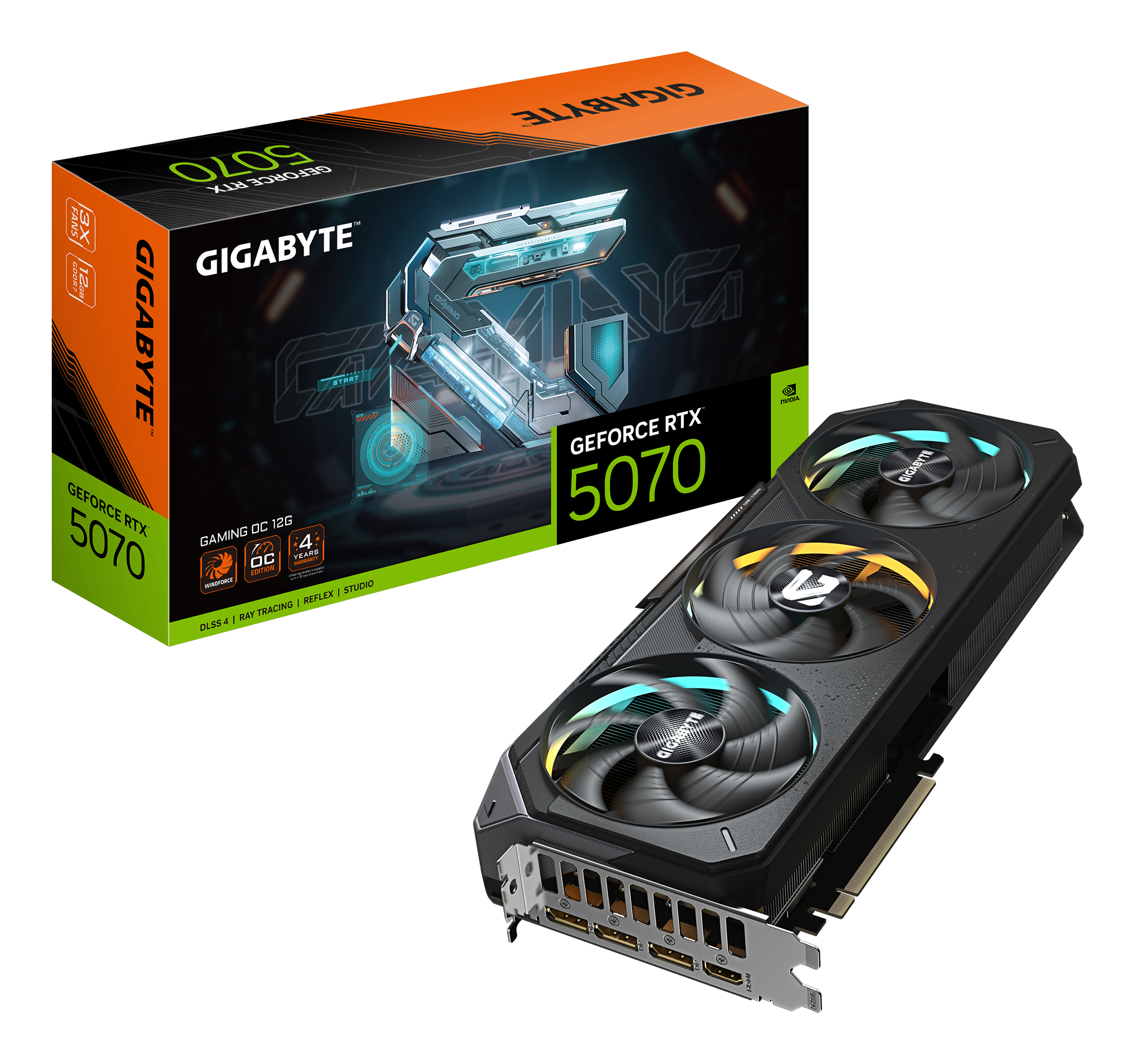 GeForce RTX 5070 GAMING OC 12G Carte Graphique - 12 Go GDDR7, 192 bits, PCI-E 5.0, 2625 MHz Core Clock, 3 x DP 2.1a, 1 x HDMI 2.1b, NVIDIA DLSS 4, GV-N5070GAMING OC-12GD