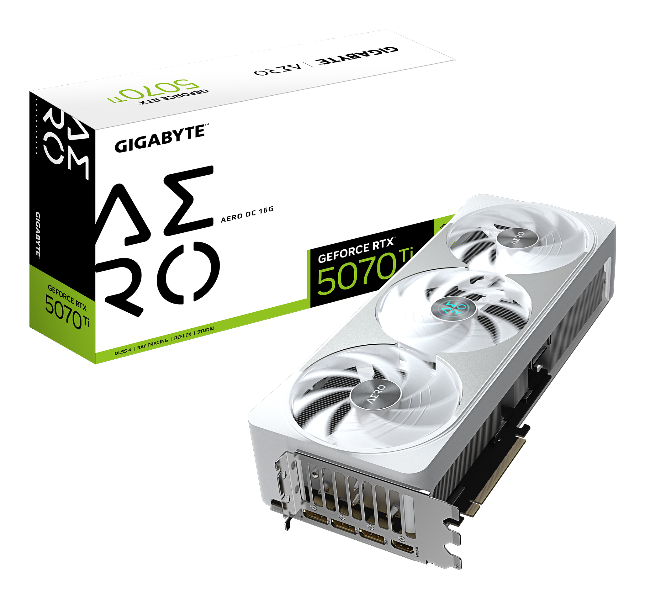 GeForce RTX 5070 Ti AERO OC 16G Carte Graphique - 16 Go GDDR7, 256 bits, PCI-E 5.0, 2588 MHz Core Clock, 3 x DP 2.1a, 1 x HDMI 2.1b, NVIDIA DLSS 4, GV-N507TAERO OC-16GD