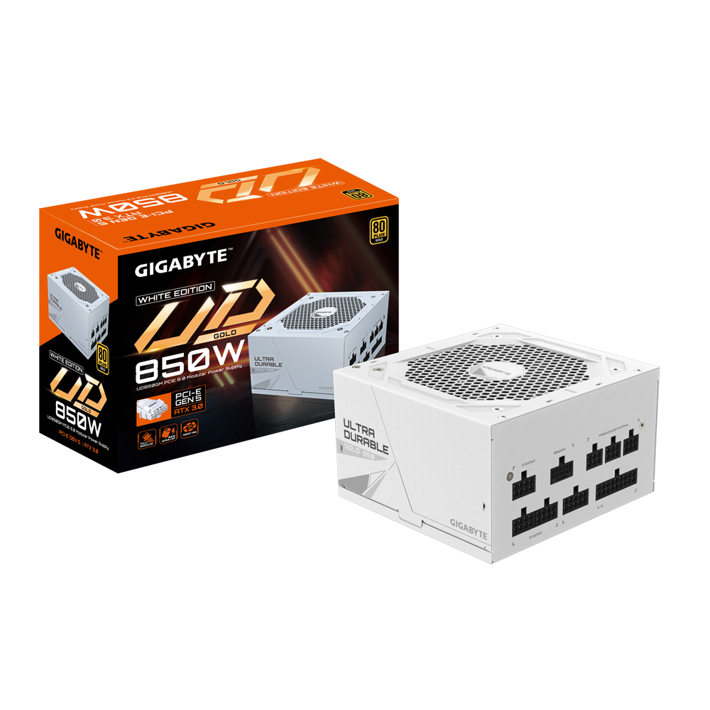 UD850GM PG5W Bloc d'Alimentation - PCIe 5.0, 80 PLUS Gold, Design entièrement modulaire, Ventilateur 120 mm, Compatible ATX 3.0, Prise UK