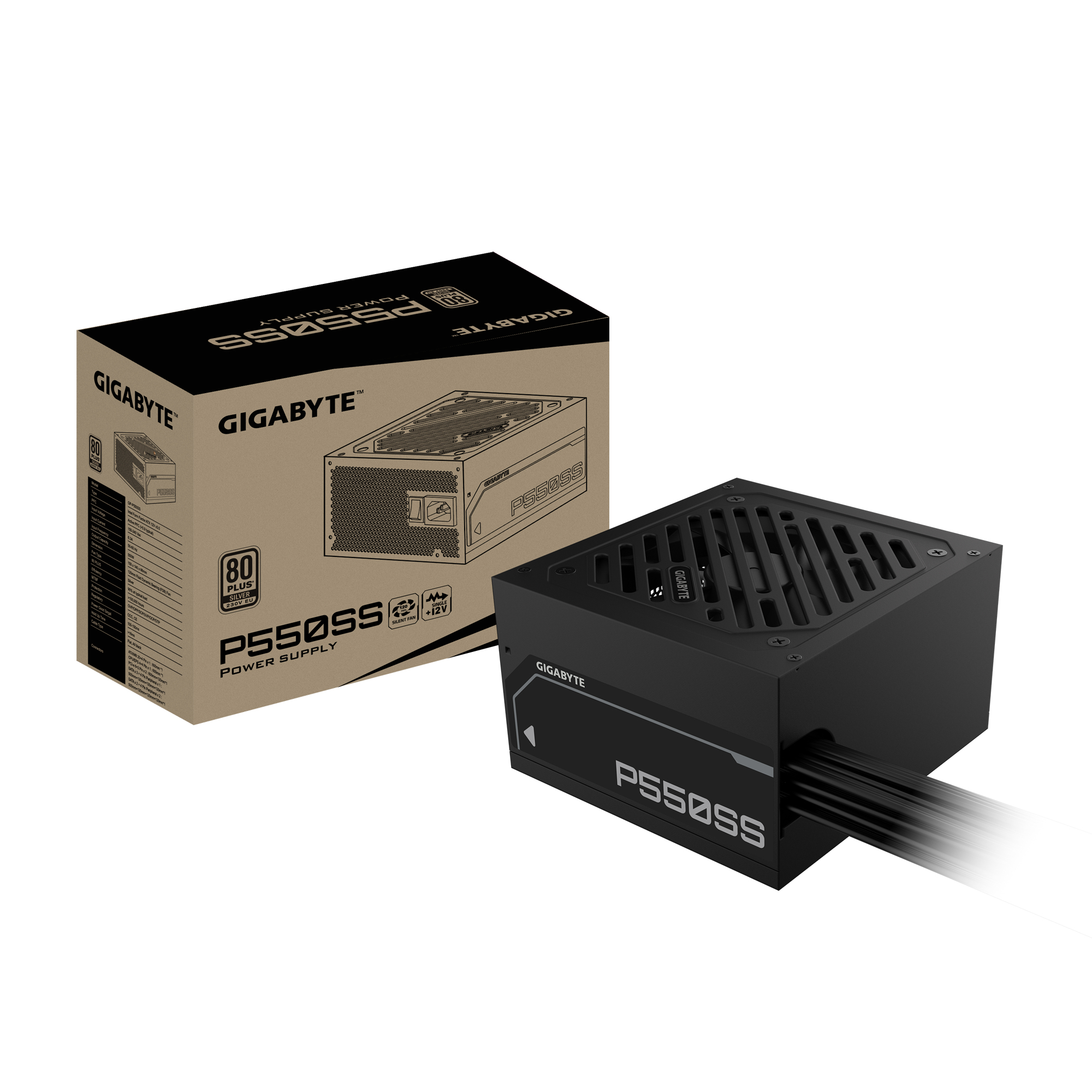 P550SS Bloc d'Alimentation - PCIe 5.0, 80 PLUS Silver, Ventilateur 120 mm, Compatible ATX 3.0, Prise EU