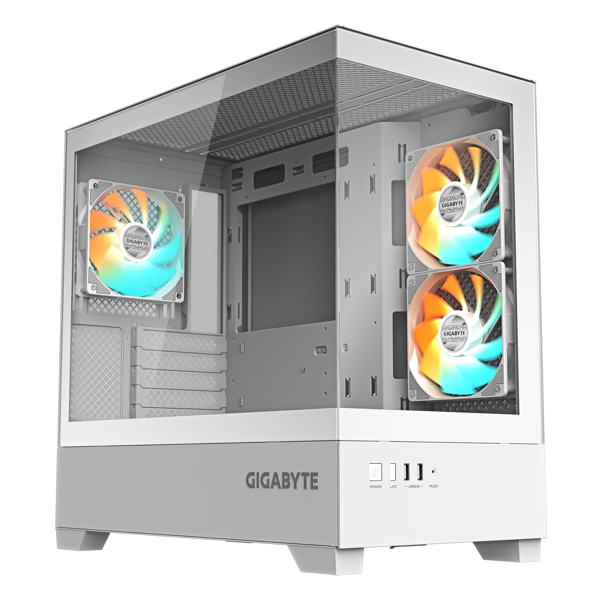 C201 PANORAMIC ICE Boîtier PC – Moyen Tour, m-ATX, compatible radiateur 360 mm, 3 ventilateurs préinstallés, USB 3.0, compatible RGB Fusion