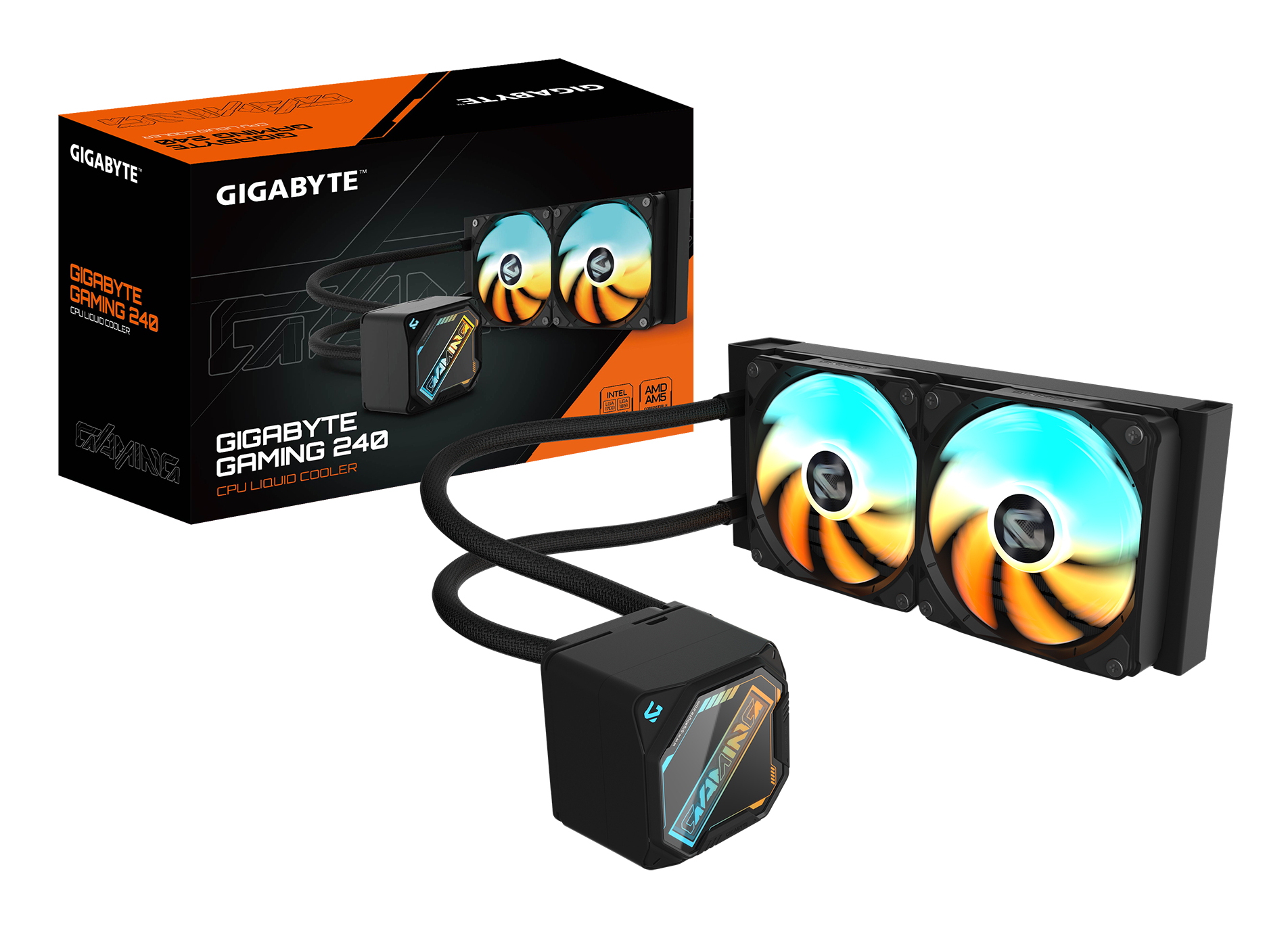 GAMING 240 Refroidisseur Liquide pour CPU - 2x120mm Ventilateurs ARGB, mécanisme d’emboîtement coulissant, DAISY-CHAIN, Compatible Intel LGA 1851 et AMD AM5