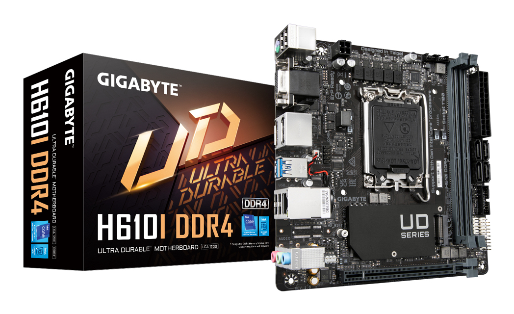 H610I DDR4 Carte mère - Compatible avec processeurs Intel Core 14th CPUs, 4+1+1 Hybrid Digital VRM, up to 3200MHz DDR4, 1xPCIe 3.0 M.2, GbE LAN, USB 3.2 Gen 1