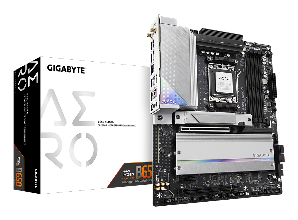 B650 AERO G Carte mère - Compatible avec les processeurs AMD Ryzen série 9000, jusqu'à 8000 MHz DDR5 (OC), 1xPCIe 5.0 + 2xPCIe 4.0 M.2, LAN 2,5 GbE, WIFI 6E, USB 3.2 Gen 2