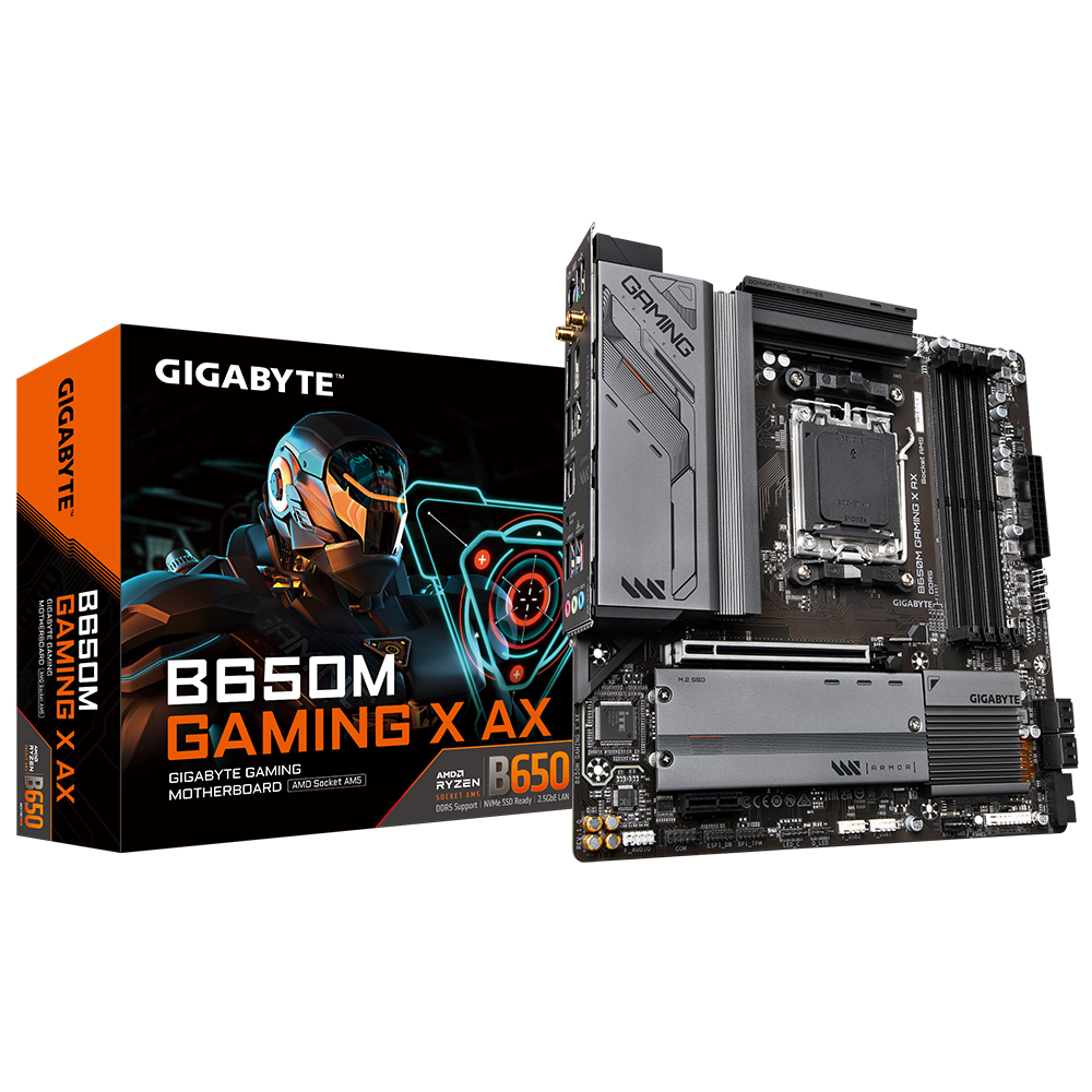 B650M GAMING X AX Carte mère - AMD Ryzen série 9000, VRM 6+2+1 phases, jusqu'à 8000 MHz DDR5 (OC), 2xPCIe 4.0 M.2, LAN 2,5 GbE, WIFI 6E, USB 3.2 Gen 2
