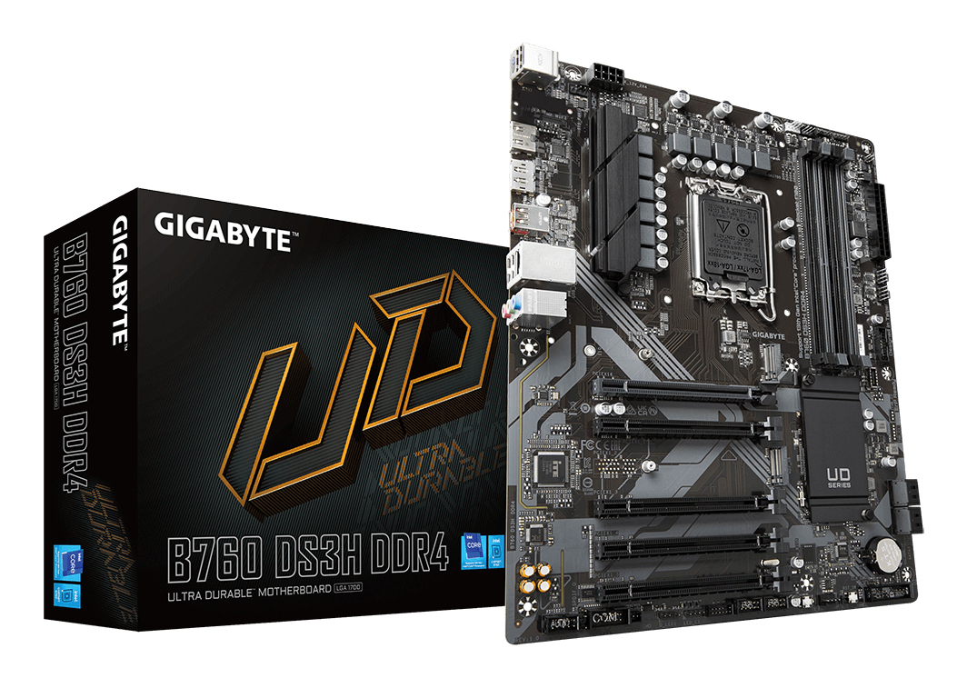 B760 DS3H DDR4 Carte Mère - Prend en charge les processeurs Intel Core 14e génération, VRM numérique 18+2+1 phases, jusqu'à 5333MHz DDR4 (OC), 2xPCIe 4.0 M.2, LAN GbE, USB 3.2 Gen 2