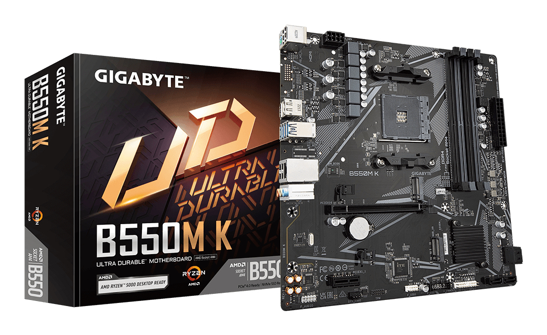 B550M K Carte mère - Processeurs AMD Ryzen 5000, jusqu'à 4733 MHz DDR4, 1xPCIe 4.0 + 1xPCIe 3.0 M.2, LAN 1GbE, USB 3.2 Gen 1